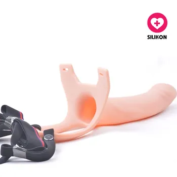 Připínací penis VšeNaSex.cz Silikonový připínací návlek na penis Hollow Strap-on tělový