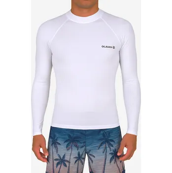 DECATHLON Pánské tričko s UV ochranou s dlouhým rukávem 100 na surf M BÍLÁ