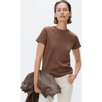 Dámské tričko Reserved - Bavlněné tričko - hnědá - 166AF-88X - 166AF-88X-XL