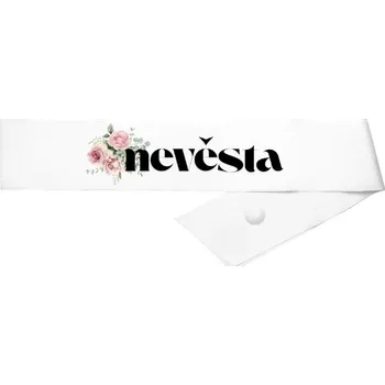Svatební dekorace Šerpa s potiskem Květinová šerpa nevěsta růže a eukalyptus