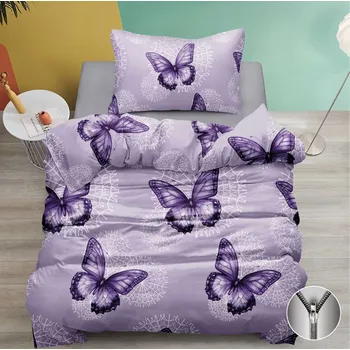 Bavlněné povlečení BUTTERFLY BLOOM fialové Rozměr povlečení: 70 x 90 cm | 140 x 200 cm