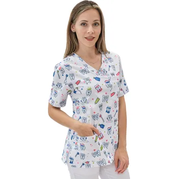 Zdravotnický oděv Perlička® Zdravotnická košile LORA SATTÉ Zoubky Barva: Vzor, Velikost: 42