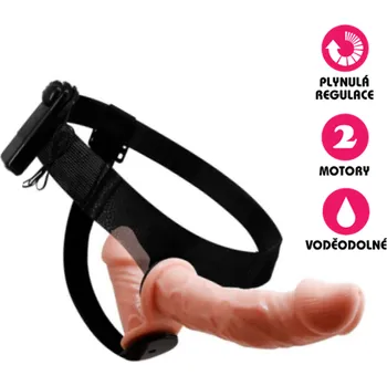 Vibrátor VšeNaSex.cz Gelový připínací vibrátor Strap-on Double Dildo