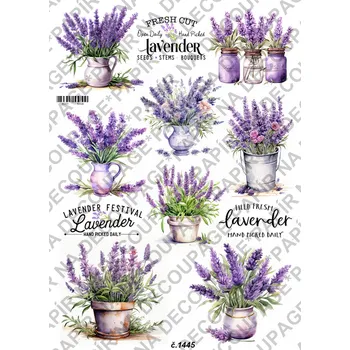 Umělecký papír Rýžový a soft papír na decoupage - Levandule - KB01445 Materiál: Soft, Rozměr: A4