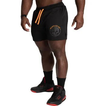 Pánské kraťasy Gasp R1 MESH SHORTS BLACK/ORANGE – šortky Gasp černo-oranžové Velikost: XXXL