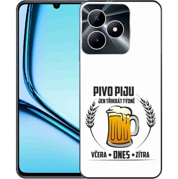 Náhradní kryt pro mobilní telefon Gelový kryt mmCase na Realme Note 50 - pivní motiv bílé pozadí
