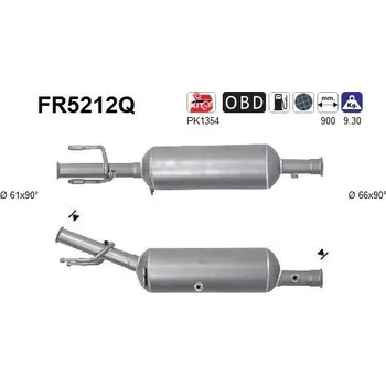 Filtr pevných částic Filtr sazových částic, výfukový systém AS FR5212Q