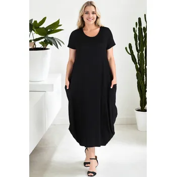 Dámské šaty 43964 Dewberry Plus Size Jumbo Short Sleeve Dress-BLACK dewberry černá 3369423