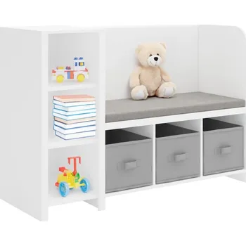 Obývací stěna Regál s lavičkou, bílá/šedá, BENKO