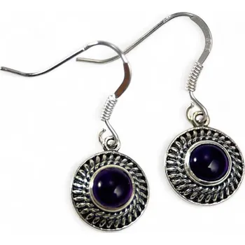 Náušnice POMPEII, stříbrné antické náušnice, ametyst, Ag 925/1000