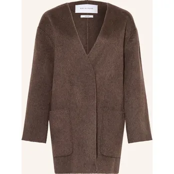 Dámský kabát Mrs & Hugs Dámský Vlněný Kabát, tmavě hnědá, 34