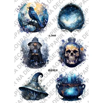 Umělecký papír Rýžový a soft papír na decoupage - Magie, tajemno - KB01448 Materiál: Soft, Rozměr: A4