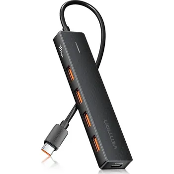 USB hub Vention 5-in-1 USB-C to USB-C / 4x USB 3.2 Gen 2 10G Hub 0.15M Black