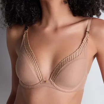 Dámské spodní prádlo Aubade - Sheer emotion podprsenka triangle jemně vyztužená sand 70G 4MF12