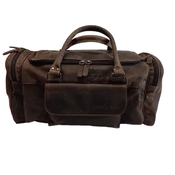 Cestovní taška Luxusní kožená cestovní taška Green Wood 5796 - hnědá