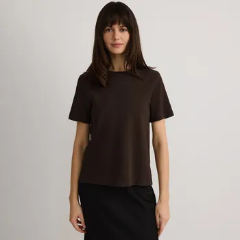 Dámské tričko Reserved - Tričko z&nbsp;mercerované bavlny - hnědá - 2292T-88X - 2292T-88X-XL-3