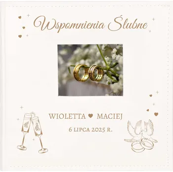 Fotoalbum Svatební album s gravírováním 10 krémových listů pro vlepování fotografií - Gravírování