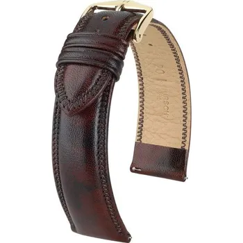 Řemínek na hodinky Řemínek Hirsch Ascot - hnědý, lesk - 20 mm - L – Standardní délka (doporučujeme) - 18 mm - Zlatá + 5 let záruka a dárek ZDARMA