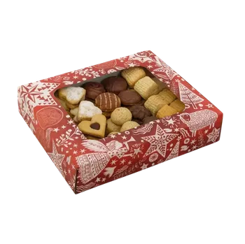 Dárková krabička Vánoční krabička " Kouzelné vánoce I." s průhledným okénkem 1/4 kg cukroví 18x15x3,7 cm