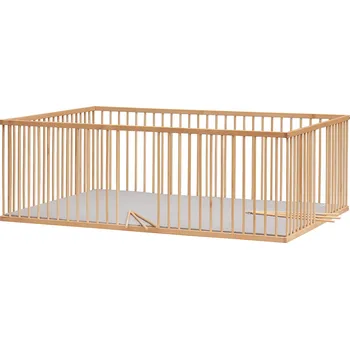 Dětská ohrádka Dětská dřevěná ohrádka Scarlett s luxusní omyvatelnou žíněnkou UR-šedá, buk 200 x 140 x 70cm