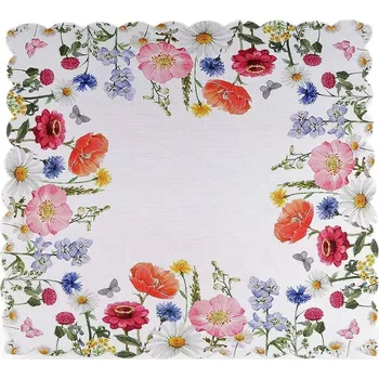 prostírání Prostírání textilní čtvercové 40x40 cm - bílá květy (2 ks)