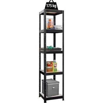 Dílenský regál FISTAR Regál 400 x 400 x 1800 mm lakovaný černý 5 polic