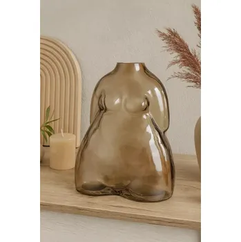 Váza Bloomingville – Váza Evie, hnědé tónované sklo – 19 cm