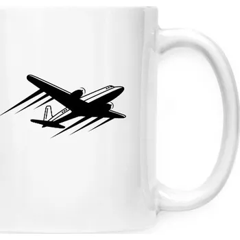 Hrnek malý bílý s potiskem letadlo