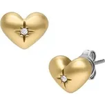 Fossil Romantické pozlacené náušnice srdce Sadie JF04832710 + 2 měsíce na vrácení zboží