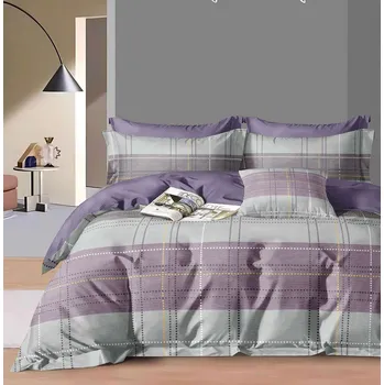 Povlečení Bavlněné povlečení CALMIRA šedo-fialové Rozměr povlečení: 70 x 90 cm | 140 x 200 cm