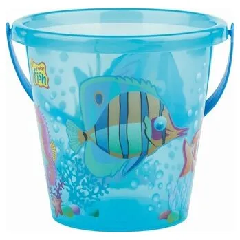 Hračka na písek Androni (11-0311-0002-2) Kyblík rybičky průhledný - průměr 17 cm - tyrkysová