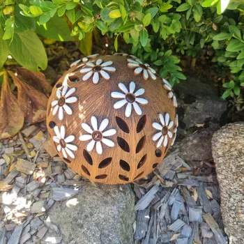 Zahradní dekorace Keramická koule na svíčku s kopretinou 20 cm Motiv: tmavá