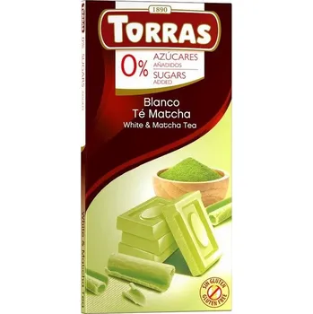 Čokoláda Bílá čokoláda s čajem matcha bez přidaného cukru bez lepku 75 g - Torras