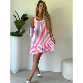 Dámské šaty Mishel Mušelínové šaty krátké pruhované Velikost: UNI