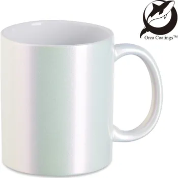 Stolování Hrnek perleťový 330 ml ORCA Coating - bílá/fialová sublimace termotransfer