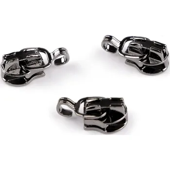 Zip Jezdec ke spirálovým zipům No 3 s háčkem na přívěsek nikl černý 10 ks