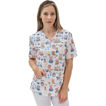Zdravotnický oděv Perlička® Zdravotnická košile LORA SATTÉ Zvířátka Barva: Vzor, Velikost: 46