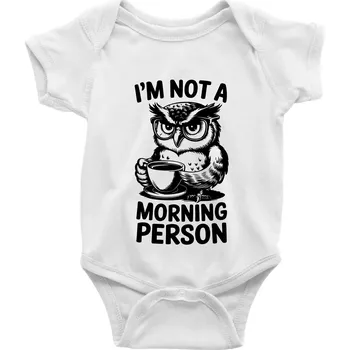 Kojenecký body I'm not a morning person sova - Body kojenecké s krátkým rukávem - Krátký r. do 3 měs ( Bílá )