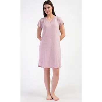 Dámská noční košile Dámská noční košile s krátkým rukávem Iris - starorůžová - 4XL