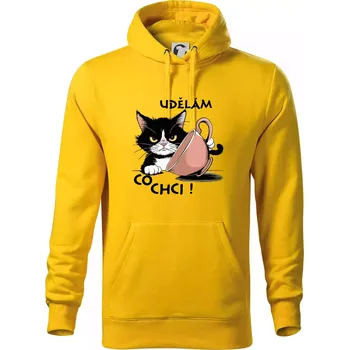 Pánská mikina Kočka - udělám co chci - Mikina pánská Cape s kapucí - M ( Žlutá )