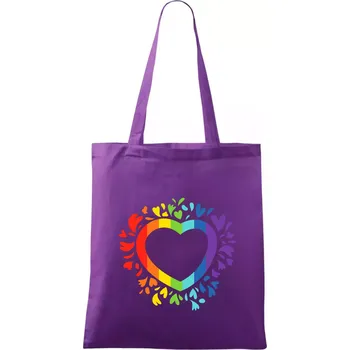 Nákupní taška Srdce pride květiny - Taška bavlněná - 42 x 38 cm ( Fialová )