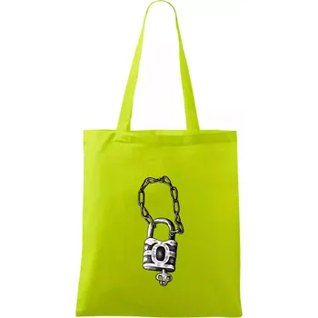 Zámek s řetězem - Taška bavlněná - 42 x 38 cm ( Limetková )