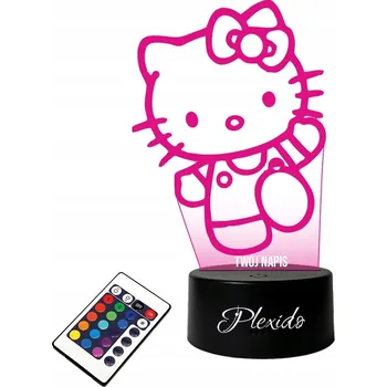 Lampička LAMPKA na SKLE Hello Kitty 3D LED RGB + DÁLKOVÝ OVLADAČ 16 BAREV