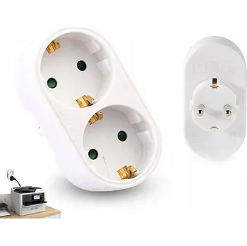 Elektrická zásuvka 2 ZÁSUVKY Adaptér / redukce napájení EU Standardní EU zástrčka