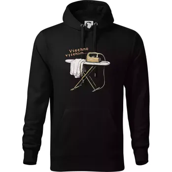 Pánská mikina Všechno vyžehlím - Mikina pánská Cape s kapucí - 3XL ( Černá )