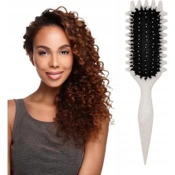 kartáč na vlasy Kartáč na Vlasy pro Kudrnaté Vlasy Kančí Štětiny Béžový 24 cm pro lokny