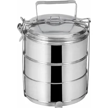 Termoska JÍDELNÍ BOX OCELOVÝ 3-PATROVÝ 3X1,3 L TURISTICKÝ TERMOSKA NA JÍDLO