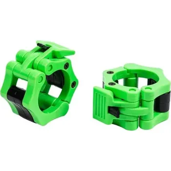 Rychloupínací zámky na činky 2 ks 50 mm Plastové uzávěry na velké osy činek Uzamykatelné spony pro profesionální posilování zelená