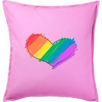 Polštář Srdce čmárané - Polštář 50x50 - 50x50 - Pouze potah ( Růžová )
