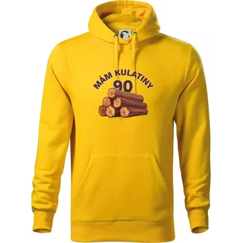Pánská mikina Mám kulatiny 90 - Mikina pánská Cape s kapucí - 5XL ( Žlutá )